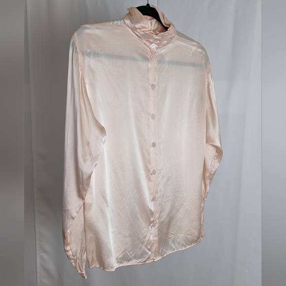 Vintage 100% silk peach long sleeve blouse - Picture 5 of 7